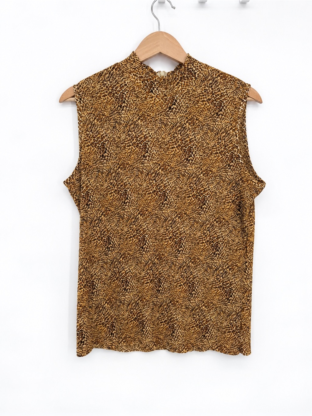 Apparenza Leopard Print Mock Neck Sleeveless Top Large Y2K Animal Print Stretch